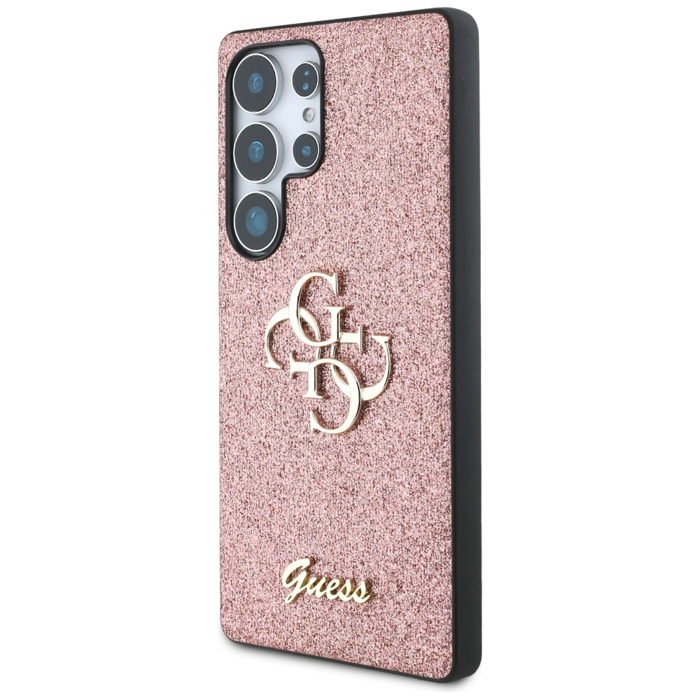 iTok webáruház - Guess Guess Fixed Glitter Big 4G Metal Logo tok Samsung Galaxy S25 Ultra készülékhez – rózsaszín 2 Guess Fixed Glitter Big 4G Metal Logo Case for Samsung Galaxy S25 Ultra Pink