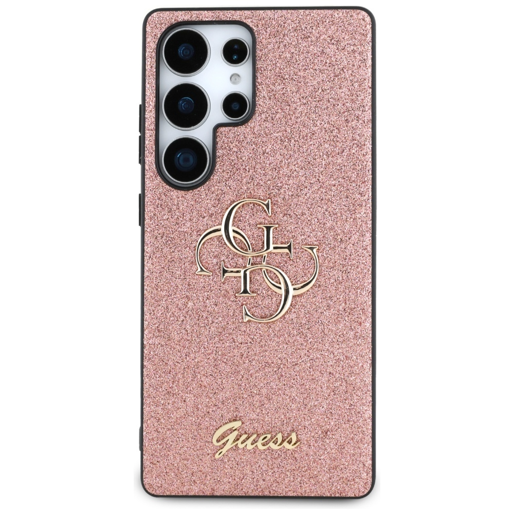 iTok webáruház - Guess Guess Fixed Glitter Big 4G Metal Logo tok Samsung Galaxy S25 Ultra készülékhez – rózsaszín 3 Guess Fixed Glitter Big 4G Metal Logo Case for Samsung Galaxy S25 Ultra Pink