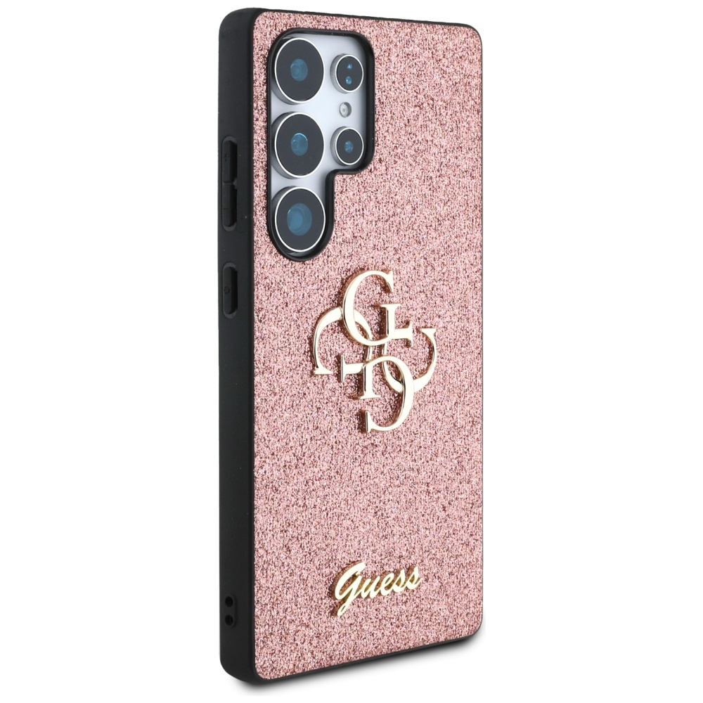iTok webáruház - Guess Guess Fixed Glitter Big 4G Metal Logo tok Samsung Galaxy S25 Ultra készülékhez – rózsaszín 4 Guess Fixed Glitter Big 4G Metal Logo Case for Samsung Galaxy S25 Ultra Pink