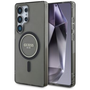 Guess Glitter Circle Classic Logo MagSafe tok Samsung Galaxy S25 Ultra – fekete