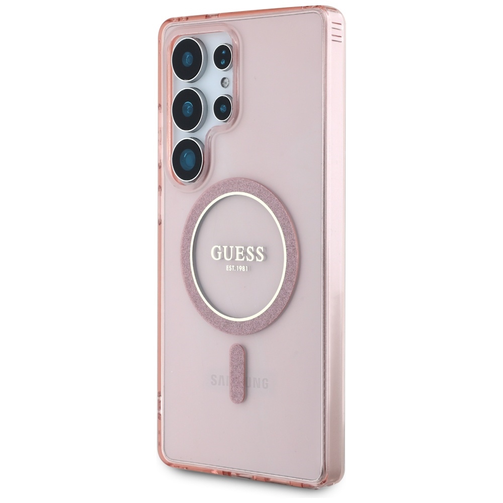 iTok webáruház - Guess Guess Glitter Circle Classic Logo MagSafe tok Samsung Galaxy S25 Ultra készülékhez (rózsaszín) 2 Guess Glitter Circle Classic Logo MagSafe case for Samsung Galaxy S25 Ultra (rózsaszín)