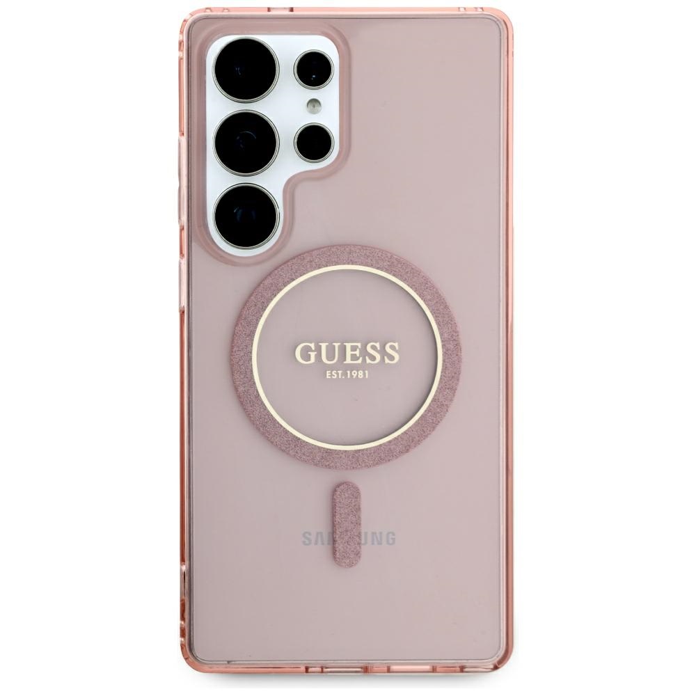 iTok webáruház - Guess Guess Glitter Circle Classic Logo MagSafe tok Samsung Galaxy S25 Ultra készülékhez (rózsaszín) 3 Guess Glitter Circle Classic Logo MagSafe case for Samsung Galaxy S25 Ultra (rózsaszín)