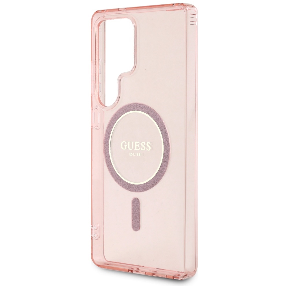 iTok webáruház - Guess Guess Glitter Circle Classic Logo MagSafe tok Samsung Galaxy S25 Ultra készülékhez (rózsaszín) 6 Guess Glitter Circle Classic Logo MagSafe case for Samsung Galaxy S25 Ultra (rózsaszín)