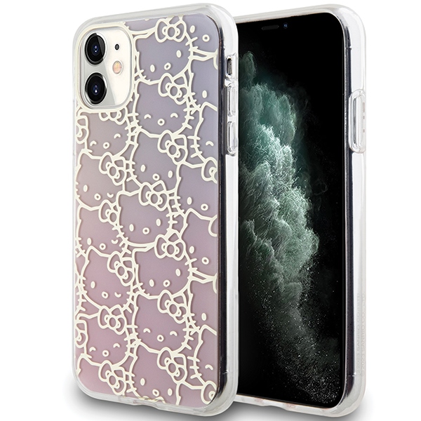 iTok webáruház - Hello Kitty Hello Kitty IML Gradient Electrop Crowded Kitty Head tok iPhone 11 / Xr (rózsaszín) 1 Hello Kitty IML Gradient Electrop Crowded Kitty Head Case for iPhone 11 / Xr (rózsaszín)