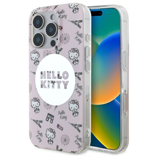 iTok webáruház - Hello Kitty Hello Kitty IML All Over Paris MagSafe tok iPhone 16 Pro készülékhez (rózsaszín) 1 Hello Kitty IML All Over Paris Magsafe iPhone 16 Pro Case (rózsaszín)
