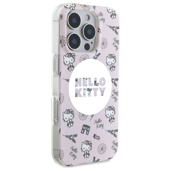 iTok webáruház - Hello Kitty Hello Kitty IML All Over Paris MagSafe tok iPhone 16 Pro készülékhez (rózsaszín) 4 Hello Kitty IML All Over Paris Magsafe iPhone 16 Pro Case (rózsaszín)