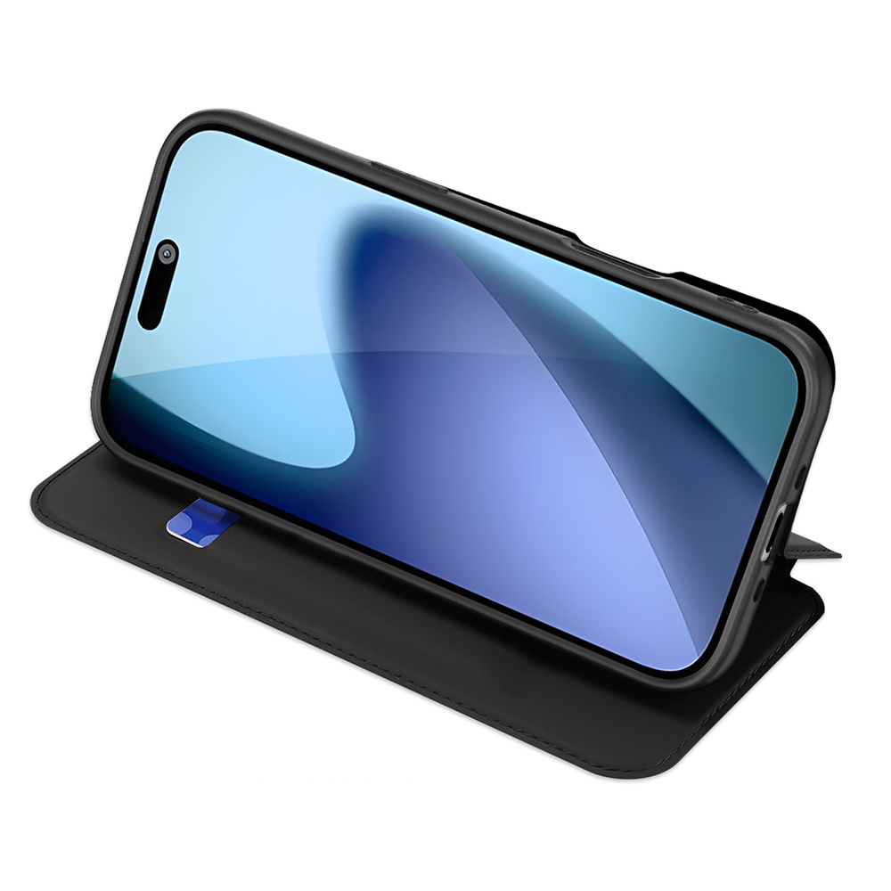 iTok webáruház - Dux Ducis Dux Ducis Skin Pro tok iPhone 17 Air készülékhez, kártyatartóval és állvánnyal (fekete) 2 Dux Ducis Skin Pro Case for iPhone 17 Air with Flip and Card Slot (fekete)