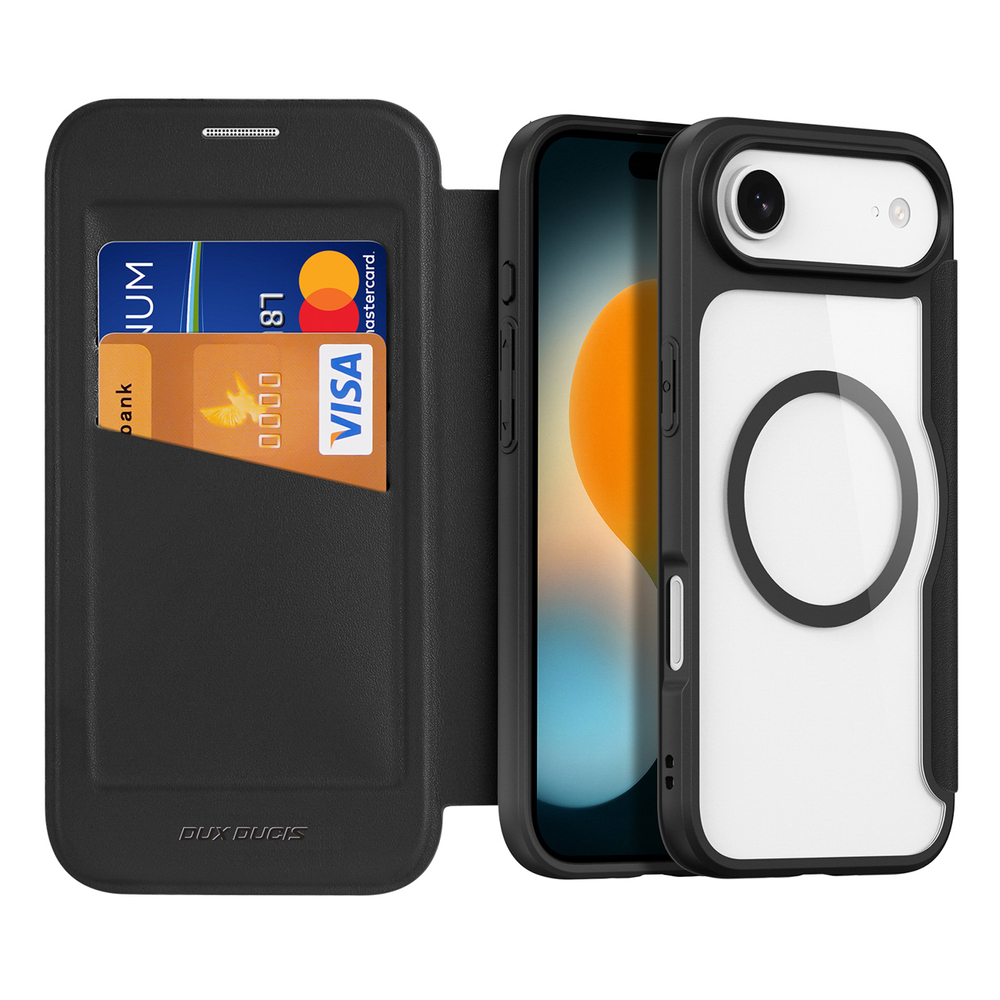 iTok webáruház - Dux Ducis Dux Ducis Skin X Pro iPhone 17 Air pénztárcás tok, MagSafe-kompatibilis (fekete) 2 Dux Ducis Skin X Pro iPhone 17 Air Case with Wallet, MagSafe Compatible (fekete)