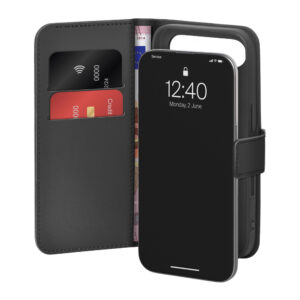 Puro Wallet Stand tok iPhone 17 Air készülékhez (fekete)