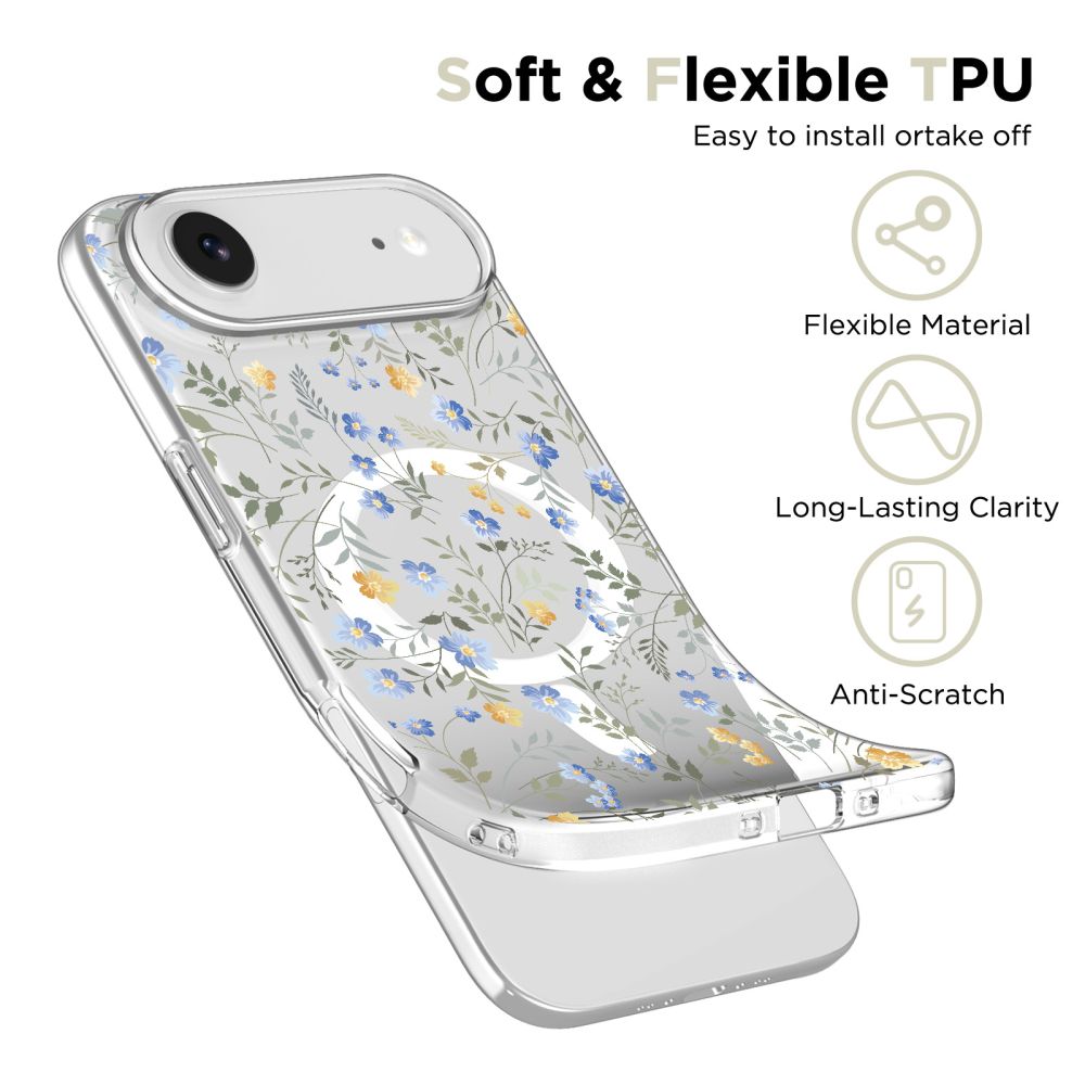 iTok webáruház - Tech-Protect Tech-Protect FlexAir MagSafe tok iPhone 17 Air készülékhez – margaréták levelekkel 3 Tech-Protect FlexAir MagSafe Case for iPhone 17 Air - Daisies with Leaves