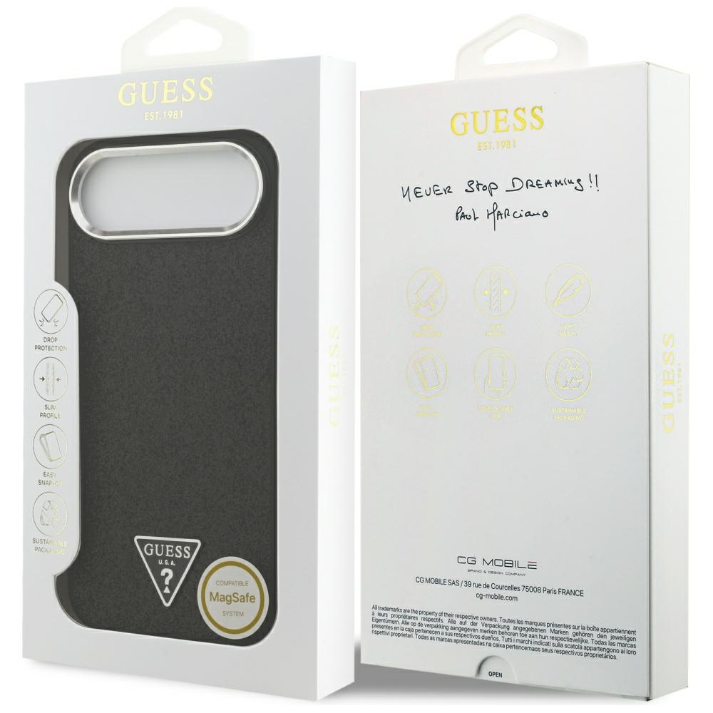 iTok webáruház - Guess Guess Glitter Triangle Logo MagSafe tok iPhone 17 Air (fekete) 8 Guess Glitter Triangle Logo MagSafe Case for iPhone 17 Air (fekete)