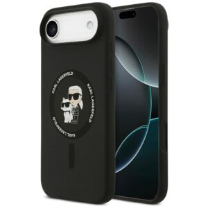 Karl Lagerfeld Silicone Karl&Choupette Ring MagSafe tok iPhone 17 Air készülékhez (fekete)