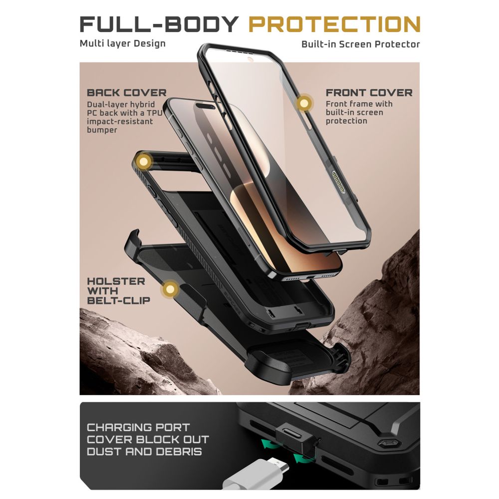 iTok webáruház - Supcase Supcase Unicorn Beetle Pro tok iPhone 17 Air készülékhez (fekete) 3 Supcase UB Pro Case for iPhone 17 Air (fekete)