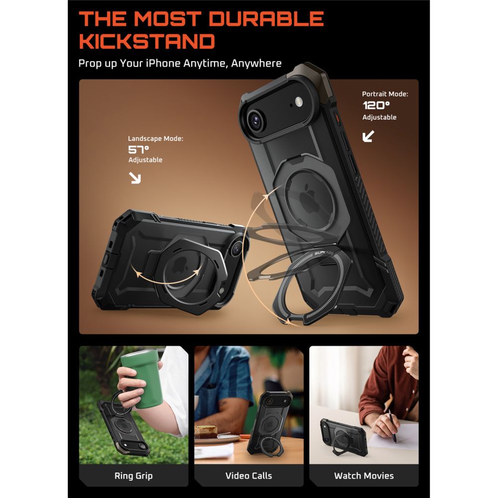 iTok webáruház - Supcase Supcase UB Grip Mag MagSafe tok iPhone 17 Air (fekete) 4 Supcase UB Grip Mag MagSafe Case for iPhone 17 Air (fekete)