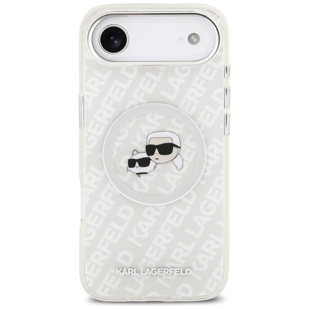 iTok webáruház - Karl Lagerfeld Karl Lagerfeld IML Glitter Karl & Choupette Heads Logo MagSafe tok iPhone Air készülékhez (szürke) 3 Karl Lagerfeld IML Glitter Karl&Choupette Heads Logo MagSafe Case for iPhone Air (szürke)