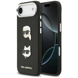 Karl Lagerfeld FW Grained Karl & Choupette Heads Pins & Logo tok iPhone Air készülékhez (fekete)