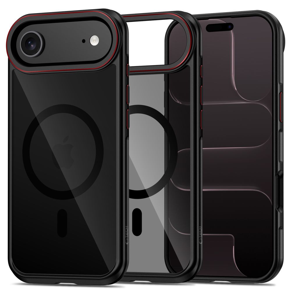 iTok webáruház - Tech-Protect Tech-Protect MagHybrid MagSafe tok iPhone Air készülékhez (fekete-piros) 1 Tech-Protect MagHybrid MagSafe Case for iPhone Air (fekete-piros)