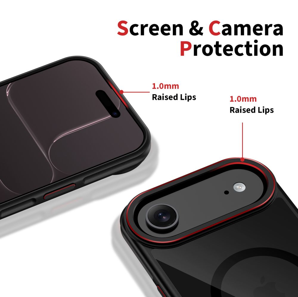 iTok webáruház - Tech-Protect Tech-Protect MagHybrid MagSafe tok iPhone Air készülékhez (fekete-piros) 4 Tech-Protect MagHybrid MagSafe Case for iPhone Air (fekete-piros)