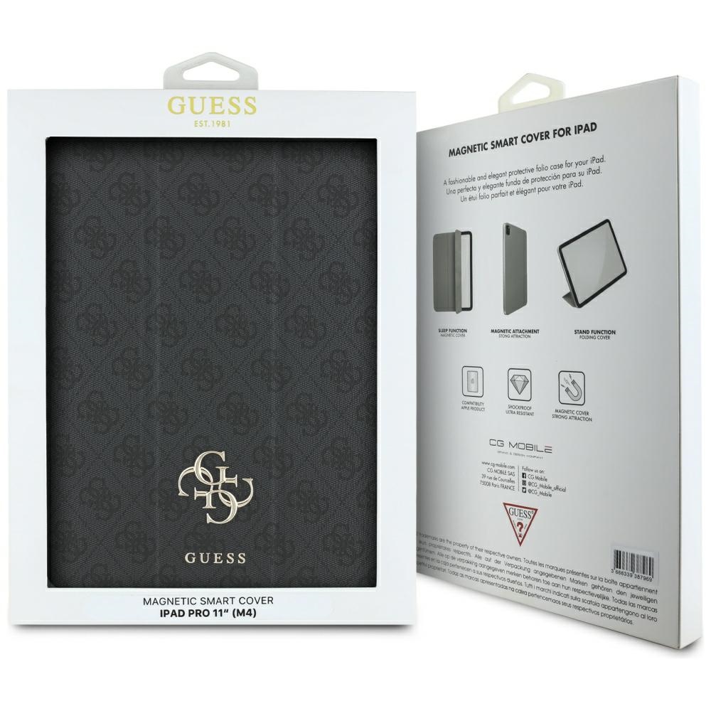 iTok webáruház - Guess Guess GUFC11PM24PS4SGK tok iPad Pro 11" 2024 készülékhez – Magnetic 4G Big Logo, fekete/fekete 6 Guess GUFC11PM24PS4SGK iPad Pro 11" 2024 black/black Magnetic 4G Big Logo