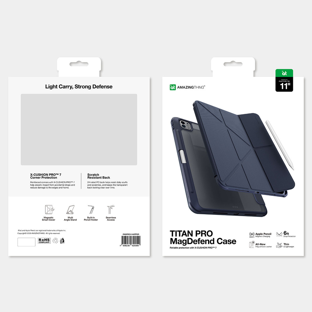 iTok webáruház - AmazingThing AmazingThing Titan Pro tok iPad Pro 11" M5 készülékhez (sötétkék) 7 AmazingThing Titan Pro Case for iPad Pro 11" M5 with 720° Rotation Stand and Stylus Holder (sötétkék)