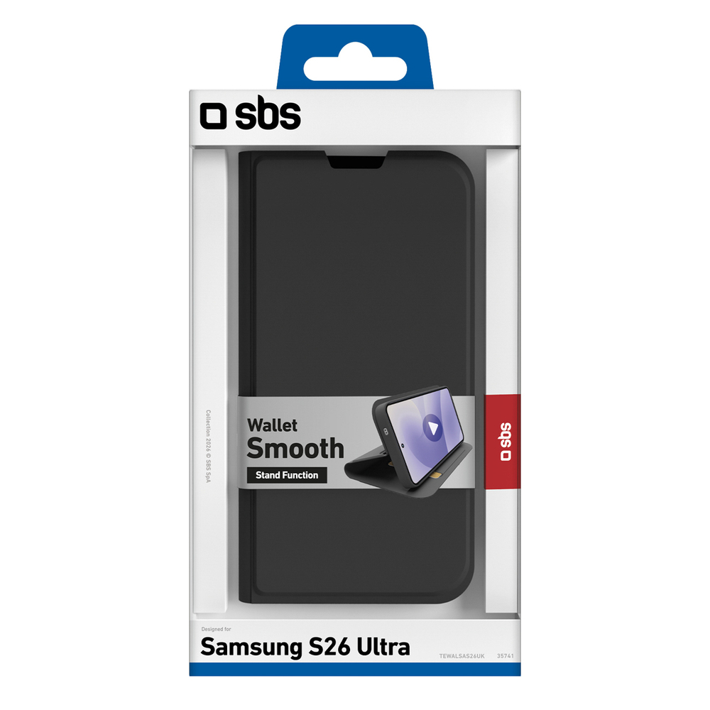 iTok webáruház - SBS SBS Wallet Smooth könyvtok Samsung Galaxy S26 Ultra készülékhez (fekete) 2 SBS Wallet Smooth Case for Samsung Galaxy S26 Ultra with Flip Cover (fekete)