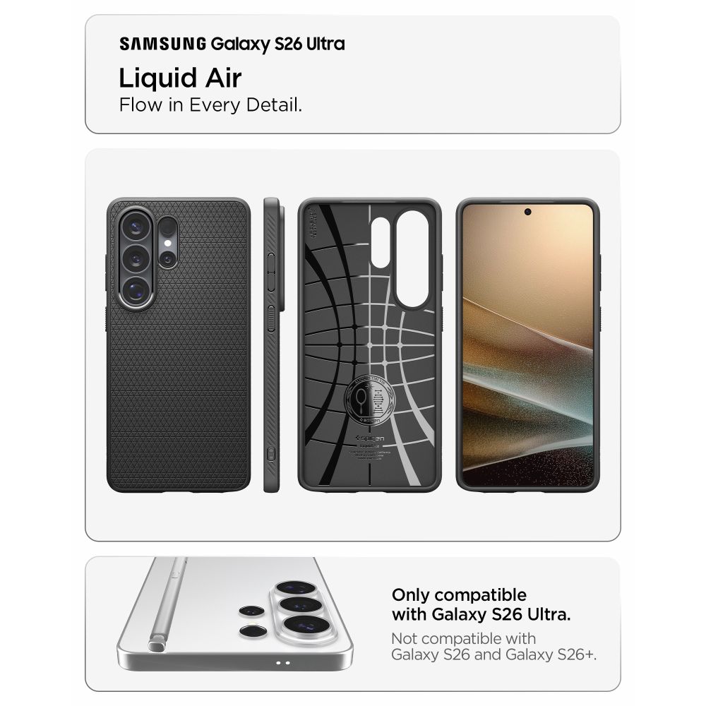 iTok webáruház - Spigen Spigen Liquid Air tok Samsung Galaxy S26 Ultra készülékhez (fekete) 6 Spigen Liquid Air Case for Samsung Galaxy S26 Ultra (fekete)