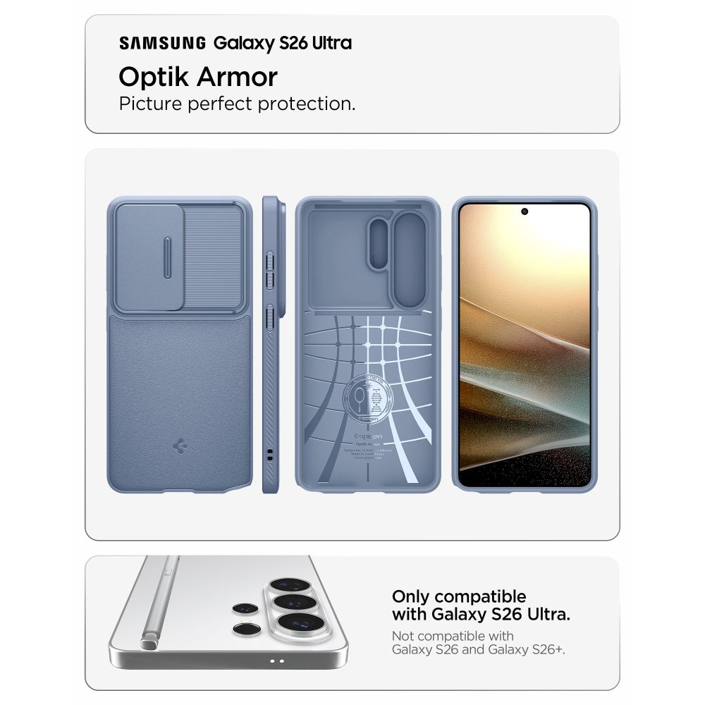iTok webáruház - Spigen Spigen Optik Armor tok Samsung Galaxy S26 Ultra készülékhez (kék) 5 Spigen Optik Armor Case for Samsung Galaxy S26 Ultra (kék)