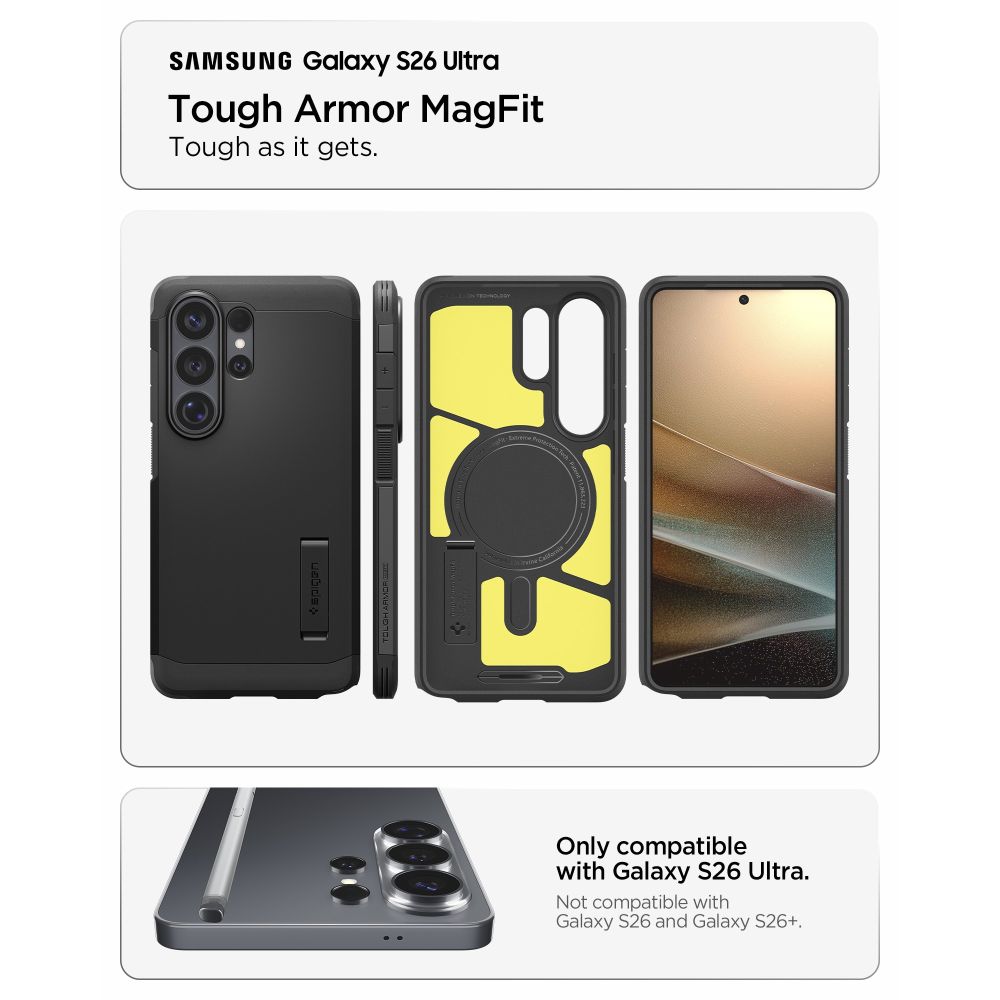 iTok webáruház - Spigen Spigen Tough Armor Mag MagSafe tok Samsung Galaxy S26 Ultra készülékhez (fekete) 8 Spigen Tough Armor Mag MagSafe Case for Samsung Galaxy S26 Ultra (fekete)