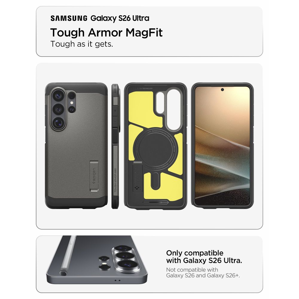 iTok webáruház - Spigen Spigen Tough Armor Mag MagSafe tok Samsung Galaxy S26 Ultra készülékhez (szürke) 8 Spigen Tough Armor Mag MagSafe Case for Samsung Galaxy S26 Ultra (szürke)