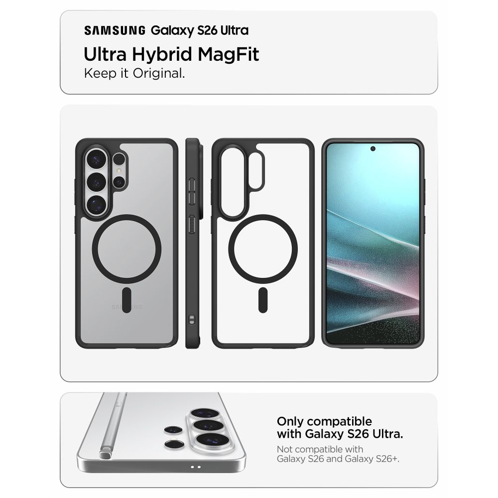 iTok webáruház - Spigen Spigen Ultra Hybrid Mag MagSafe tok Samsung Galaxy S26 Ultra készülékhez (átlátszó fekete) 6 Spigen Ultra Hybrid Mag MagSafe Case for Samsung Galaxy S26 Ultra (átlátszó fekete)