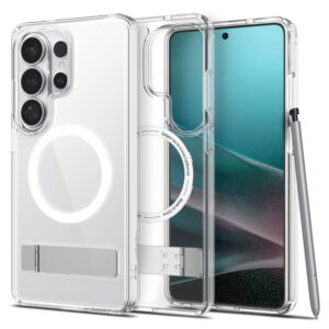 Spigen Ultra Hybrid S Mag MagSafe tok Samsung Galaxy S26 Ultra készülékhez (átlátszó és fehér)