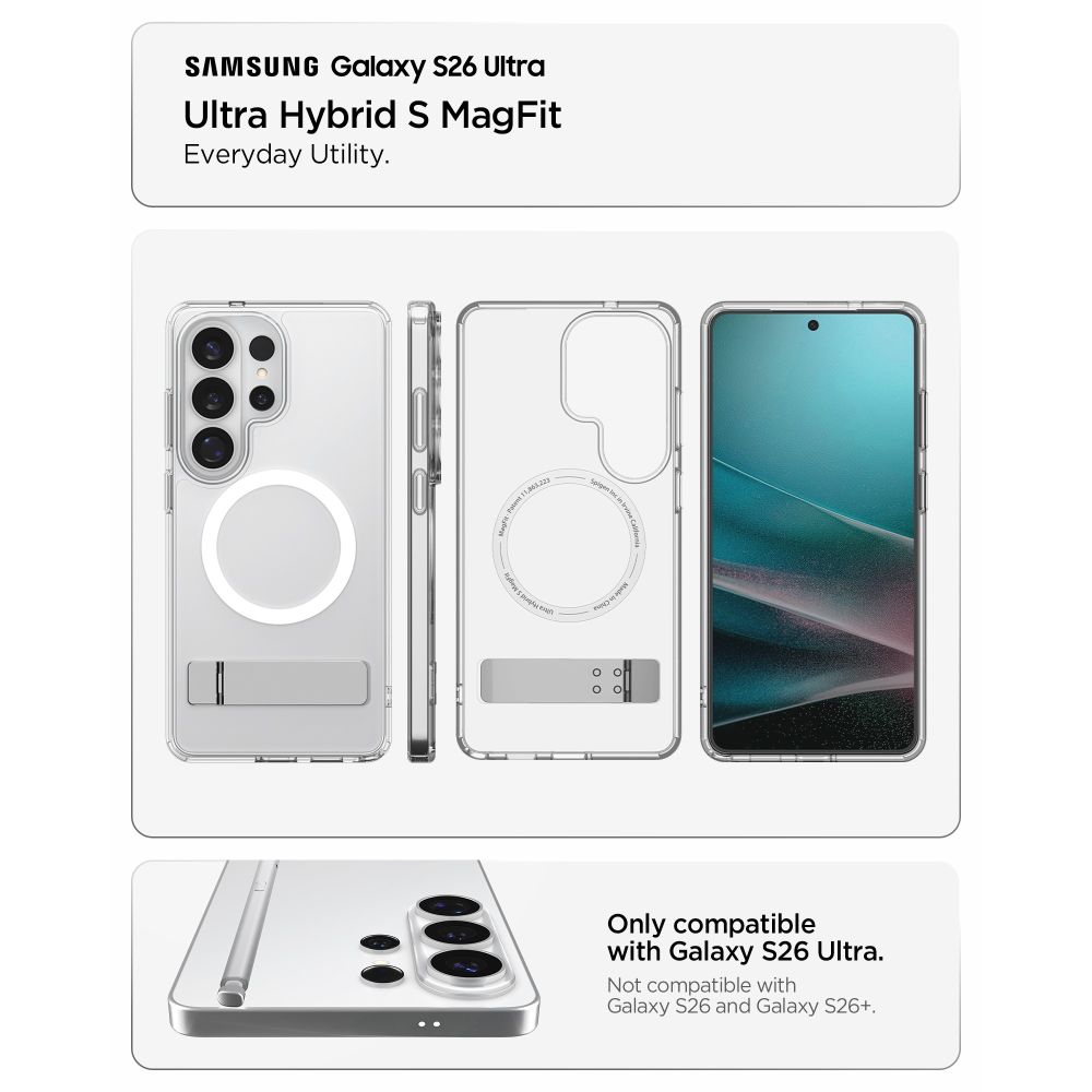 iTok webáruház - Spigen Spigen Ultra Hybrid S Mag MagSafe tok Samsung Galaxy S26 Ultra készülékhez (átlátszó és fehér) 7 Spigen Ultra Hybrid S Mag MagSafe Case for Samsung Galaxy S26 Ultra (átlátszó és fehér)