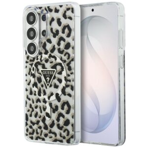 Guess IML Leopard Triangle MagSafe tok Samsung Galaxy S26 Ultra (fekete)