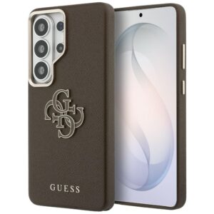 Guess Grained Big 4G Metal Logo tok Samsung Galaxy S26 Ultra készülékhez (barna)
