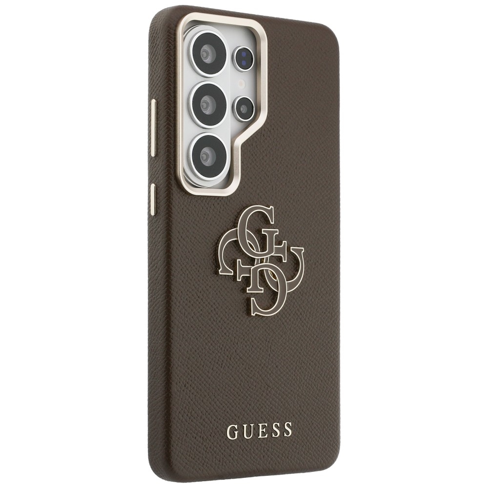 iTok webáruház - Guess Guess Grained Big 4G Metal Logo tok Samsung Galaxy S26 Ultra készülékhez (barna) 4 Guess Grained Big 4G Metal Logo Case for Samsung Galaxy S26 Ultra (barna)