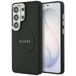 Guess Saffiano Peony Embossed Ring MagSafe tok Samsung Galaxy S26 Ultra (fekete)