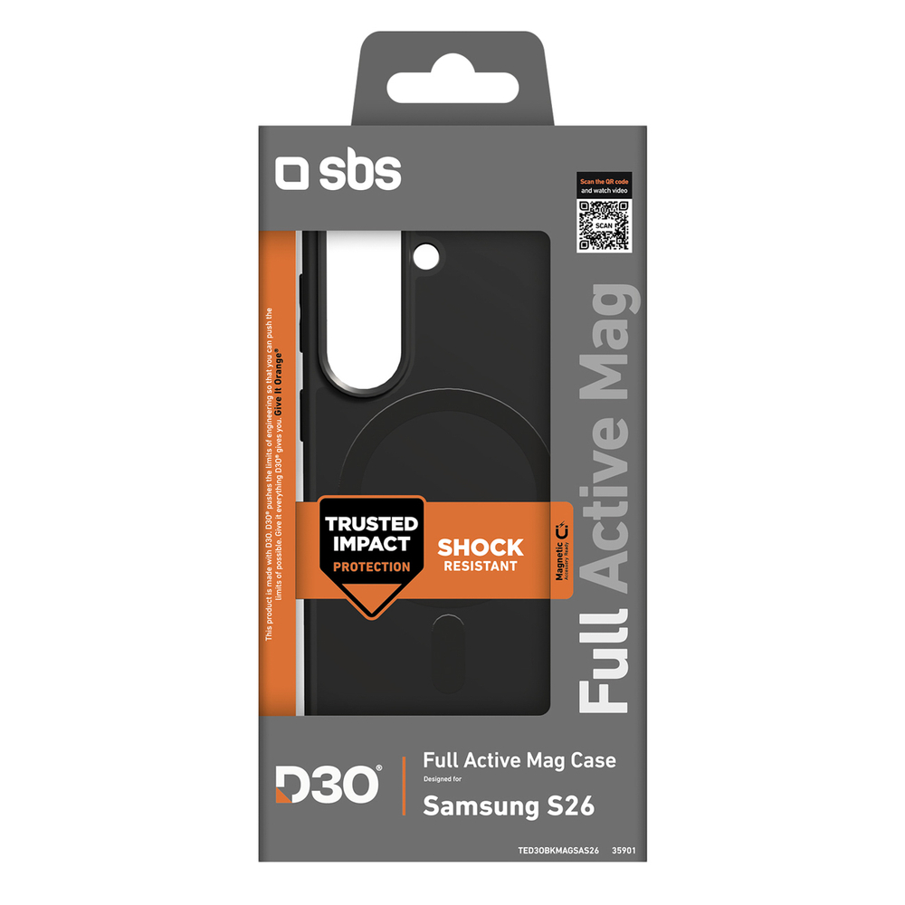 iTok webáruház - SBS SBS Full Active Case D3O tok Samsung Galaxy S26 készülékhez, MagSafe-kompatibilis (fekete) 2 SBS Full Active Case D3O for Samsung Galaxy S26, MagSafe Compatible (fekete)