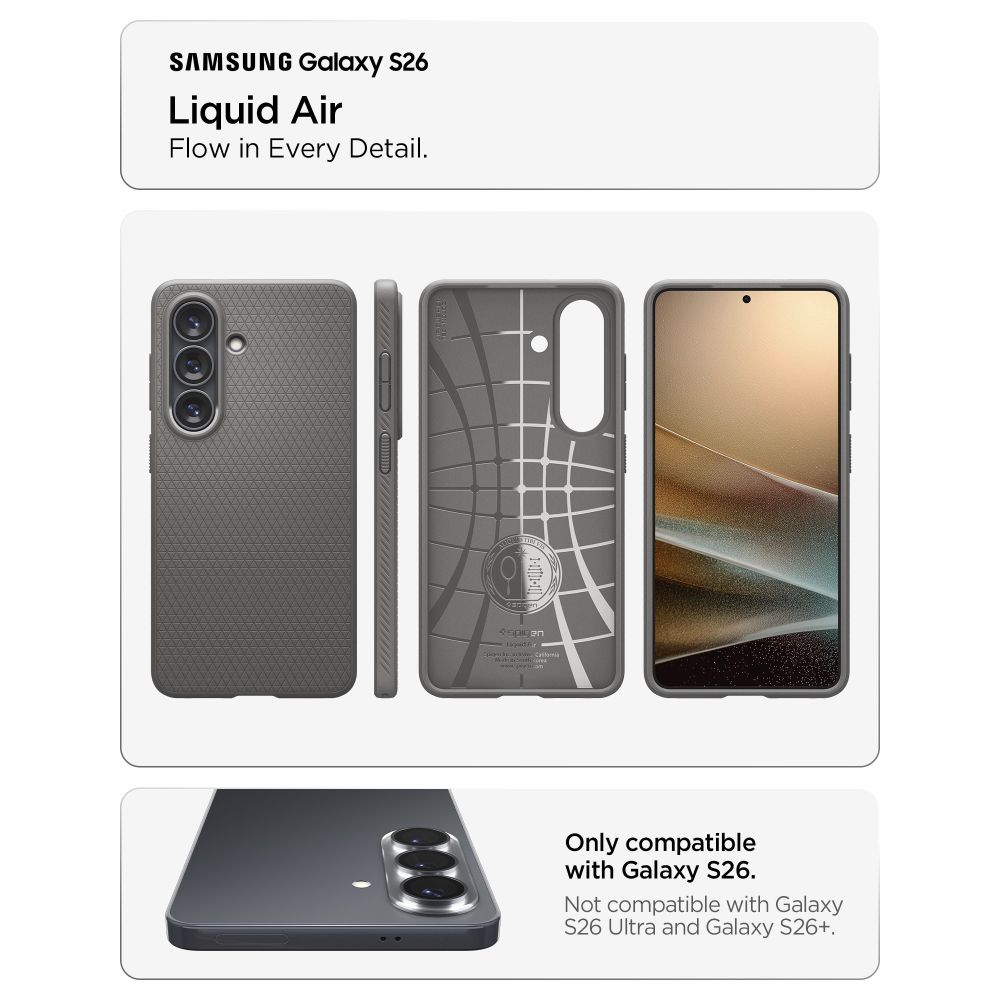 iTok webáruház - Spigen Spigen Liquid Air tok Samsung Galaxy S26 készülékhez (szürke) 5 Spigen Liquid Air Case for Samsung Galaxy S26 (szürke)