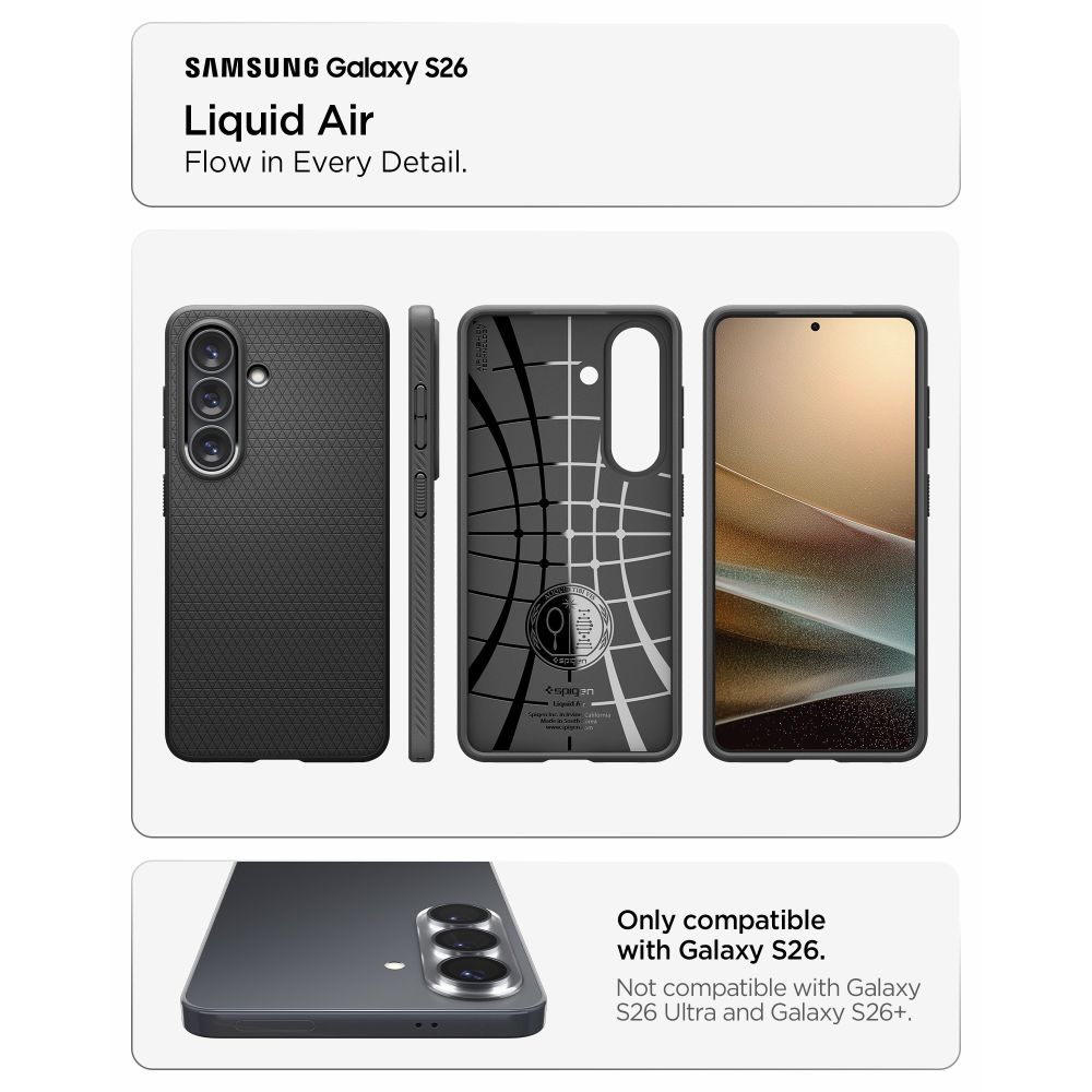 iTok webáruház - Spigen Spigen Liquid Air tok Samsung Galaxy S26 készülékhez (fekete) 6 Spigen Liquid Air Case for Samsung Galaxy S26 (fekete)