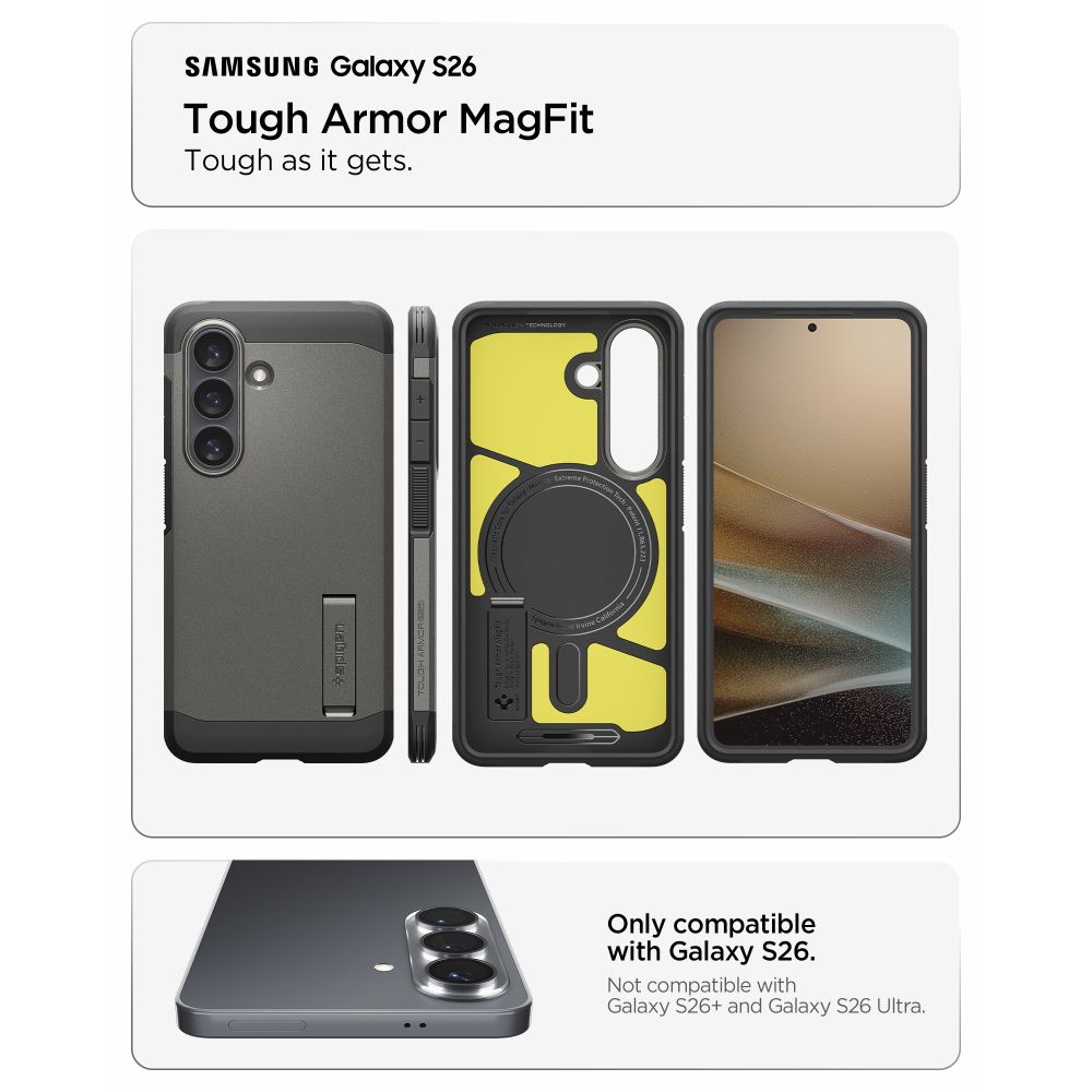 iTok webáruház - Spigen Spigen Tough Armor Mag MagSafe tok Samsung Galaxy S26 készülékhez (szürke) 7 Spigen Tough Armor Mag MagSafe Case for Samsung Galaxy S26 (szürke)