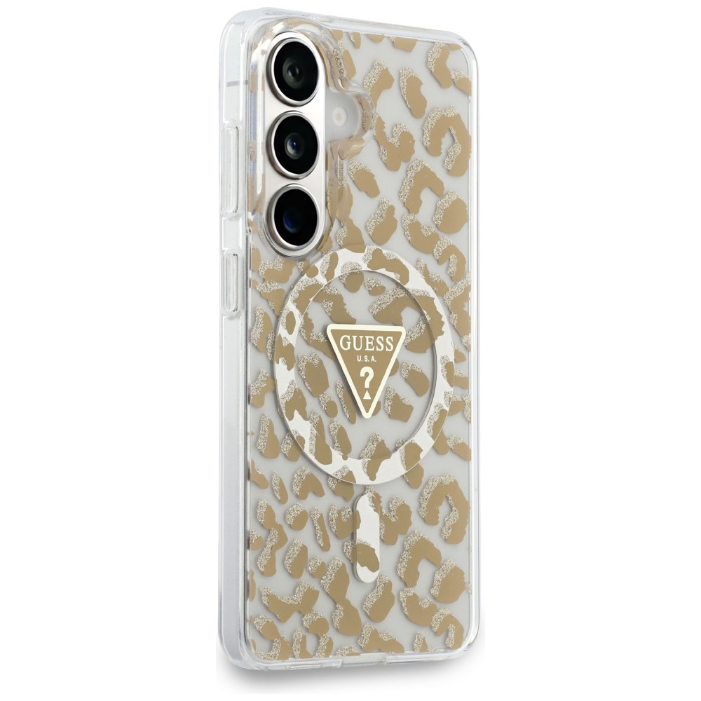 iTok webáruház - Guess Guess IML Leopard Print Triangle MagSafe tok Samsung Galaxy S26 készülékhez (barna) 4 Guess IML Leopard Print Triangle MagSafe Case for Samsung Galaxy S26 (barna)