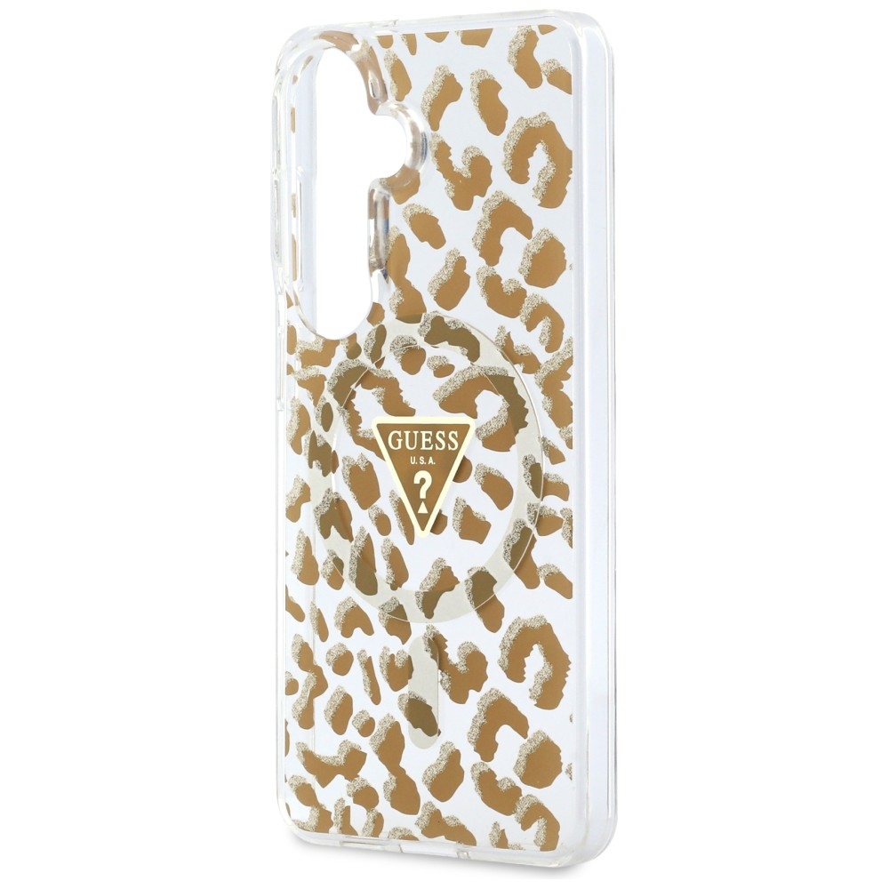 iTok webáruház - Guess Guess IML Leopard Print Triangle MagSafe tok Samsung Galaxy S26 készülékhez (barna) 6 Guess IML Leopard Print Triangle MagSafe Case for Samsung Galaxy S26 (barna)