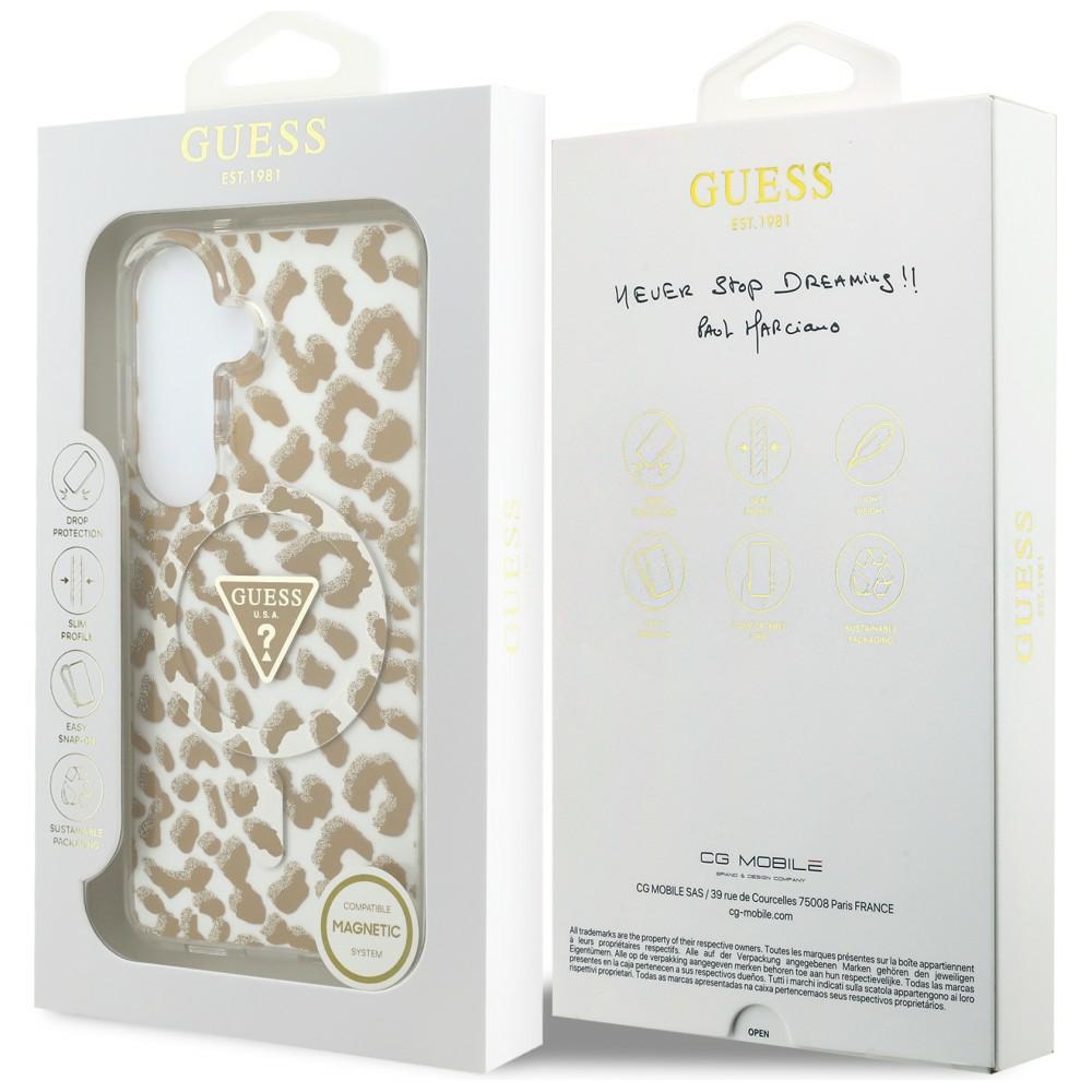 iTok webáruház - Guess Guess IML Leopard Print Triangle MagSafe tok Samsung Galaxy S26 készülékhez (barna) 8 Guess IML Leopard Print Triangle MagSafe Case for Samsung Galaxy S26 (barna)