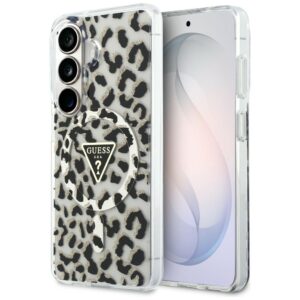 Guess IML Leopard Print Triangle MagSafe tok Samsung Galaxy S26 (fekete)