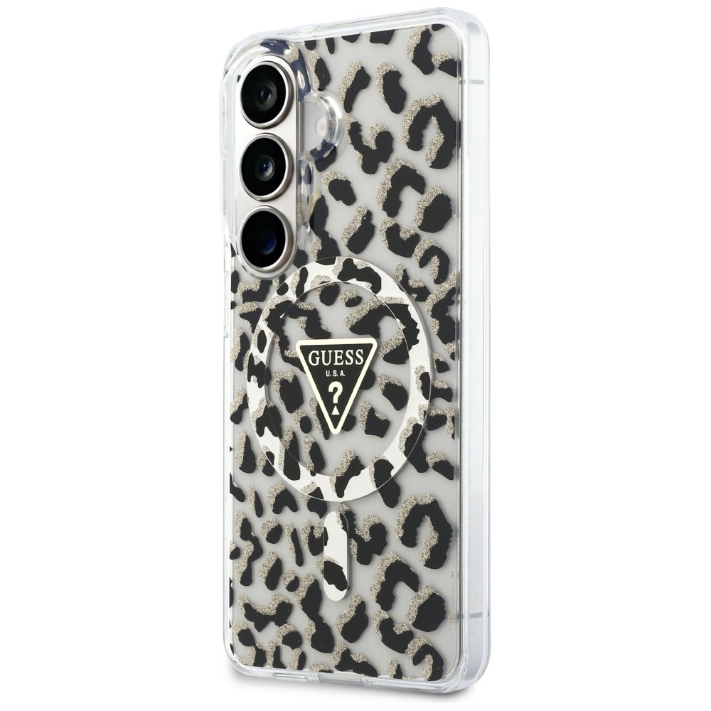 iTok webáruház - Guess Guess IML Leopard Print Triangle MagSafe tok Samsung Galaxy S26 (fekete) 2 Guess IML Leopard Print Triangle MagSafe Case for Samsung Galaxy S26 (fekete)