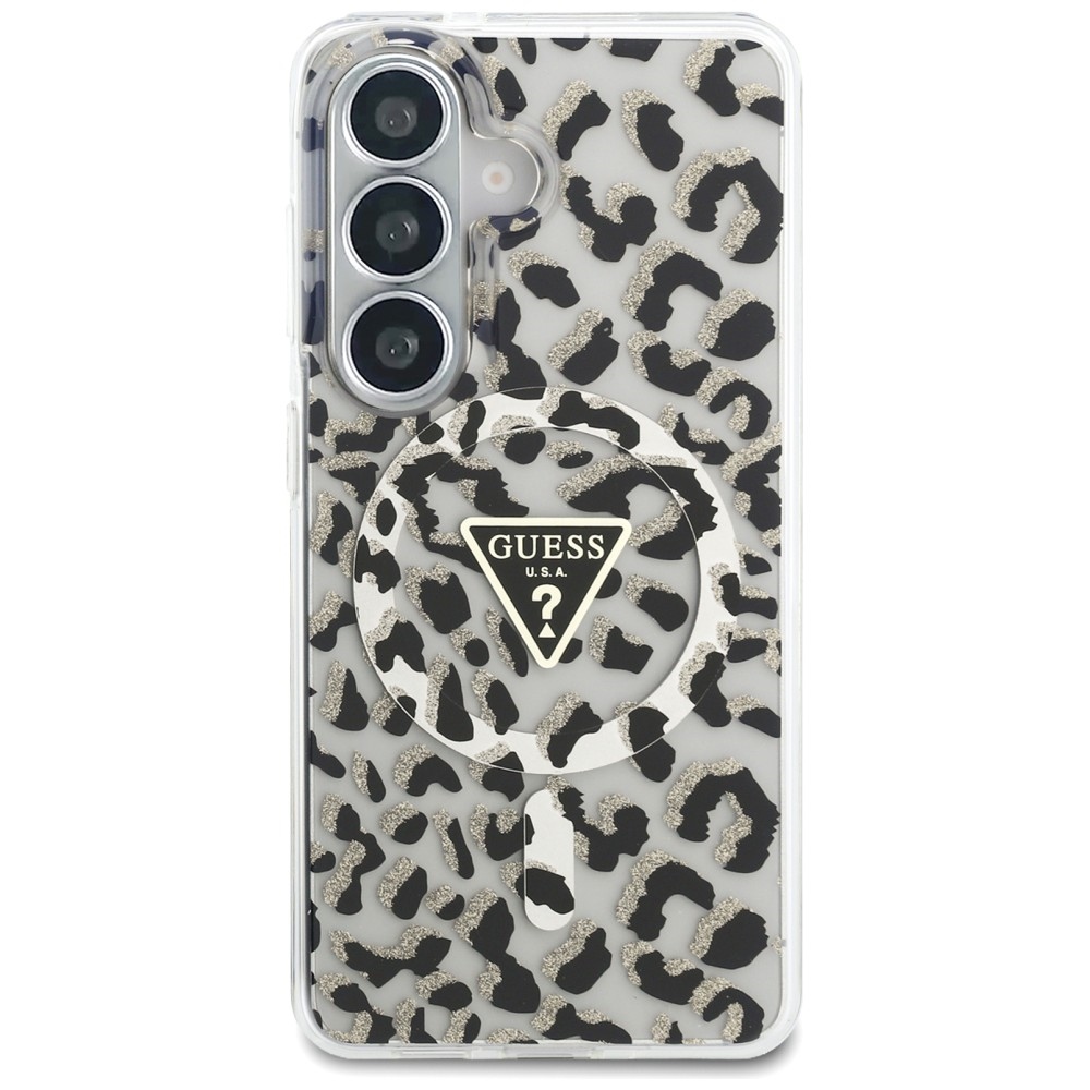 iTok webáruház - Guess Guess IML Leopard Print Triangle MagSafe tok Samsung Galaxy S26 (fekete) 3 Guess IML Leopard Print Triangle MagSafe Case for Samsung Galaxy S26 (fekete)