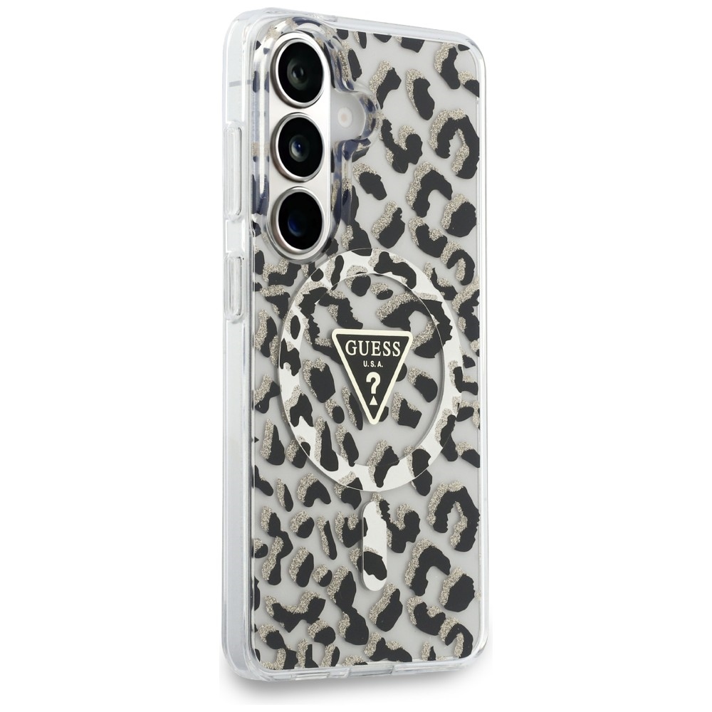 iTok webáruház - Guess Guess IML Leopard Print Triangle MagSafe tok Samsung Galaxy S26 (fekete) 4 Guess IML Leopard Print Triangle MagSafe Case for Samsung Galaxy S26 (fekete)