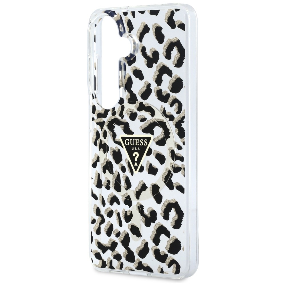 iTok webáruház - Guess Guess IML Leopard Print Triangle MagSafe tok Samsung Galaxy S26 (fekete) 6 Guess IML Leopard Print Triangle MagSafe Case for Samsung Galaxy S26 (fekete)