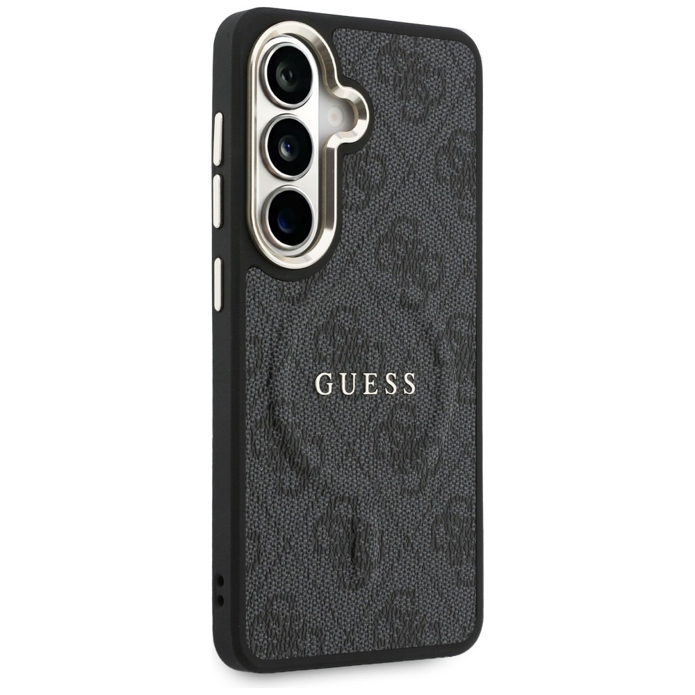 iTok webáruház - Guess Guess 4G Embossed Ring MagSafe tok Samsung Galaxy S26-hoz (fekete) 4 Guess 4G Embossed Ring MagSafe case for Samsung Galaxy S26 (fekete)