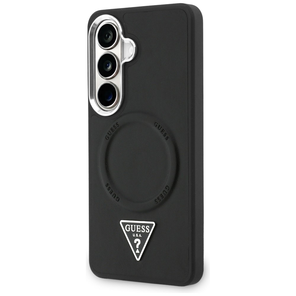iTok webáruház - Guess Guess Embossed Ring Triangle Logo MagSafe tok Samsung Galaxy S26 tok (fekete) 2 Guess Embossed Ring Triangle Logo MagSafe case for Samsung Galaxy S26 (fekete)